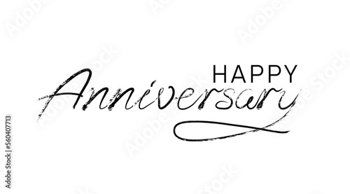 Happy anniversary brush hand lettering. Typography vector design for greeting cards and poster. Handwritten modern black pen lettering. Black text with swashes