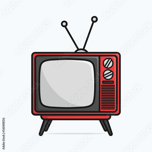 Vintage television cartoon icon illustration.