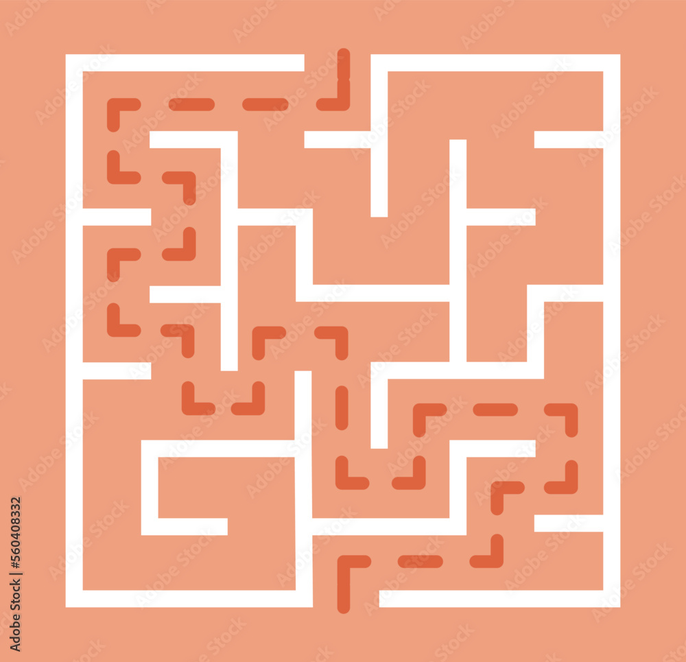 Abstract maze. Find right way. Isolated simple square maze black line on white background. Vector illustration. Abstract maze. Find right way. Isolated simple square maze black line on white background. Vector illustration.