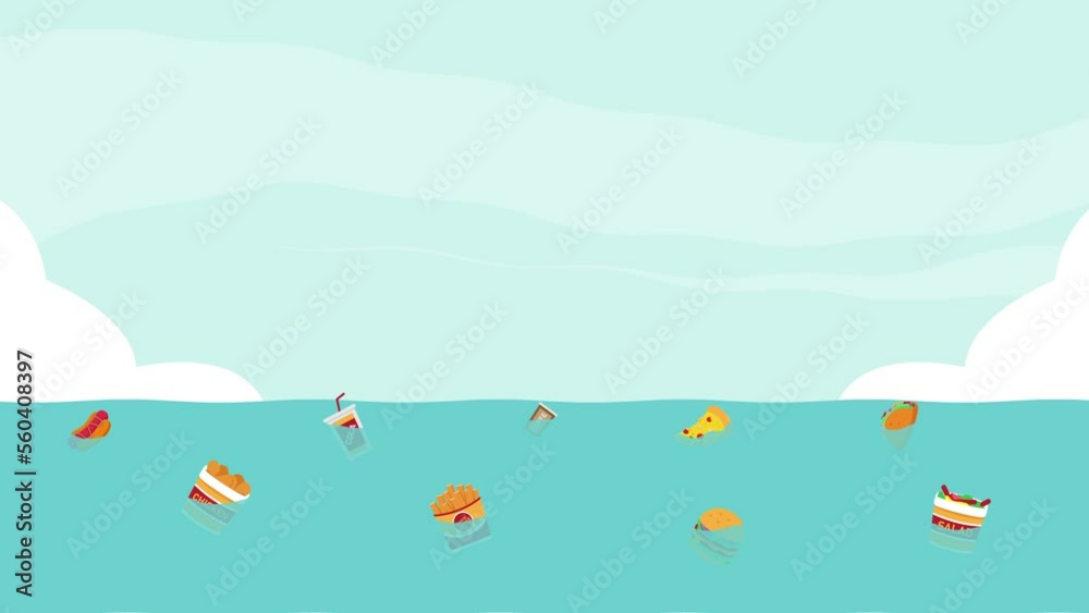 Environmental pollution problem 2d animation cartoon in 4k