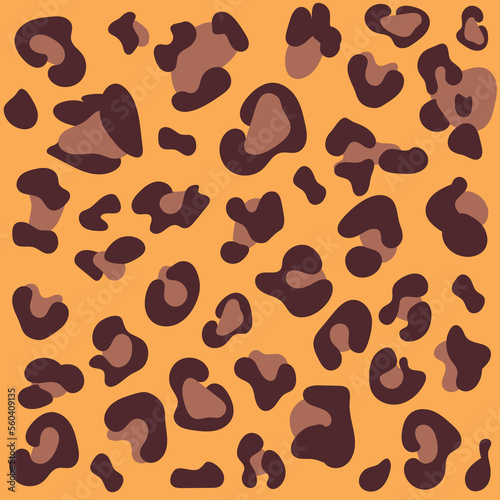 Leopard print. Vector seamless pattern. Animal jaguar skin background with black and brown spots on beige backdrop. Abstract exotic jungle texture. Repeat design for decor, fabric, textile, wallpapers