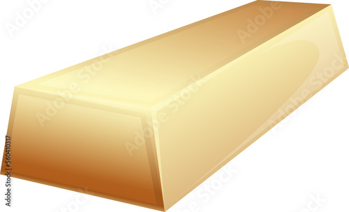 Vector golden bar isolated on white background. Golden brick realistic icon