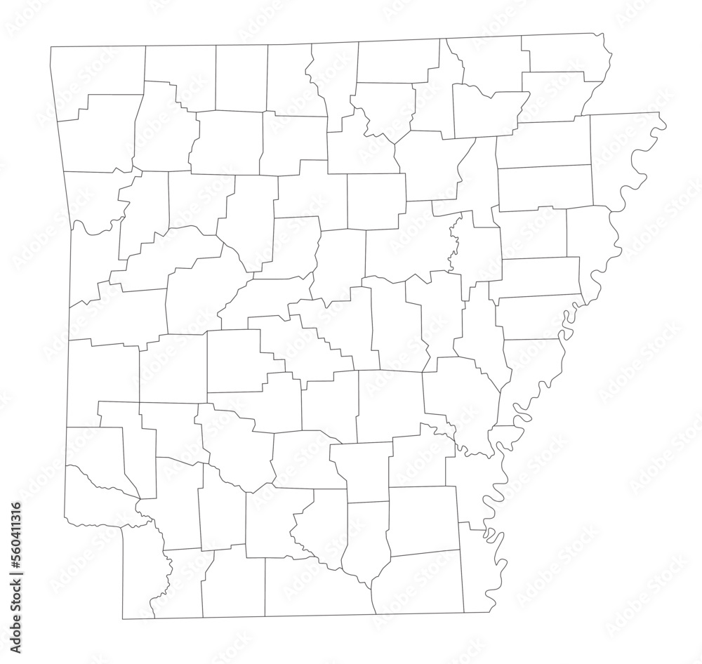 Highly Detailed Arkansas Blind Map.