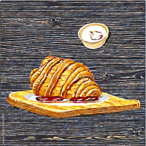 Französischer Frühstück mit Croissants, Butter und Marmelade