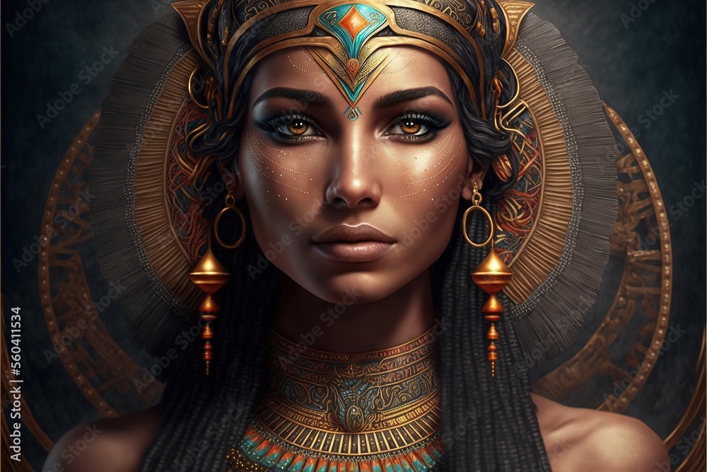 Portrait Of An Ancient Egyptian Goddess Beautiful Young Girl With The Style Of Ancient Egypt