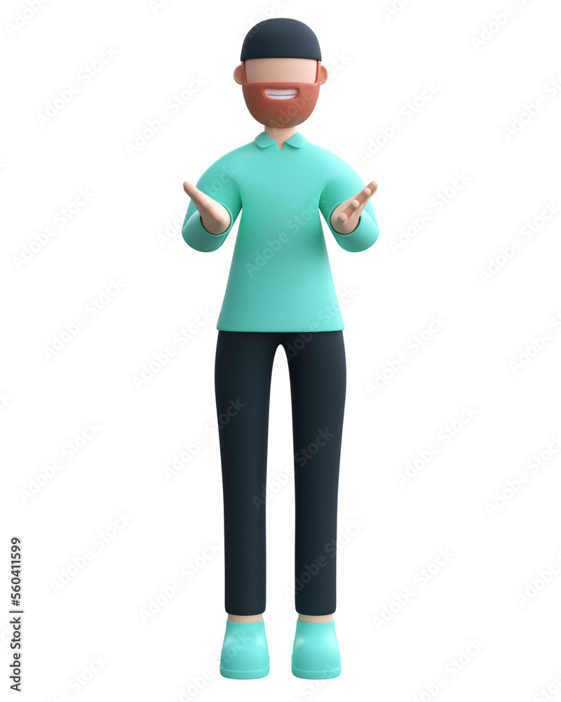 3d render illustration of muslim man isolated