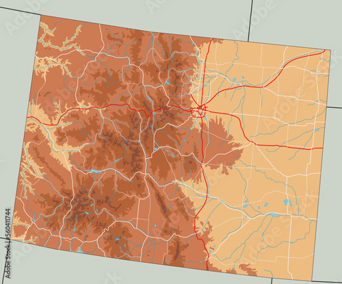 High detailed Colorado physical map. photo