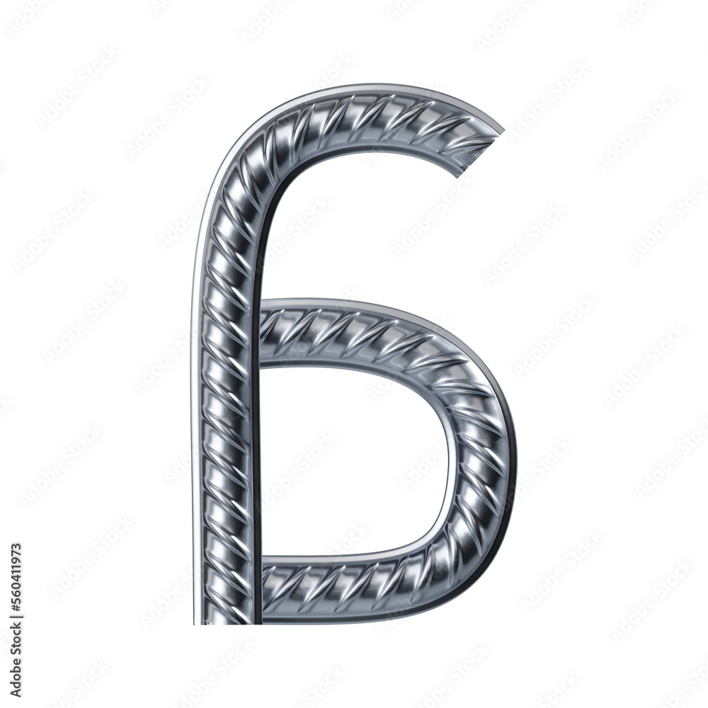 digit six. font from construction rebar. 3D render digit six. font from construction rebar. 3D render