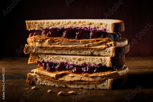 Peanut butter and jelly sandwich. AI