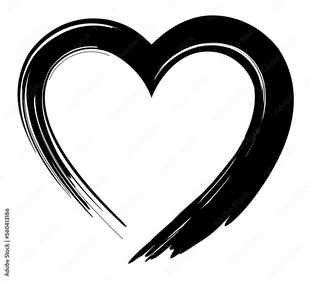 Black heart shape. Design for love symbols. Brush style. vector