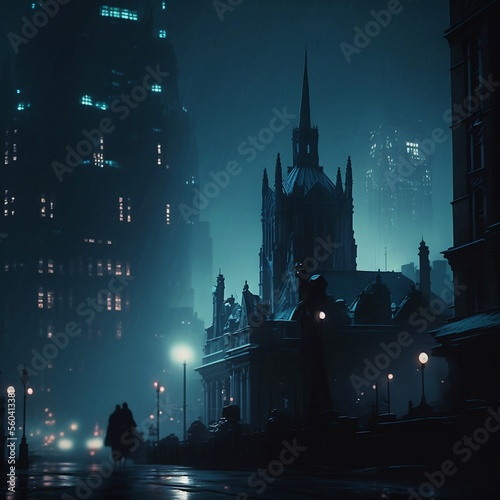 Dark Gotham city digital art