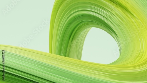 Abstract 3d rendering of twisted lines. Modern green background design, illustration of a futuristic shape