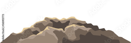Illustration of mountain or hill. Rocky soil slope.