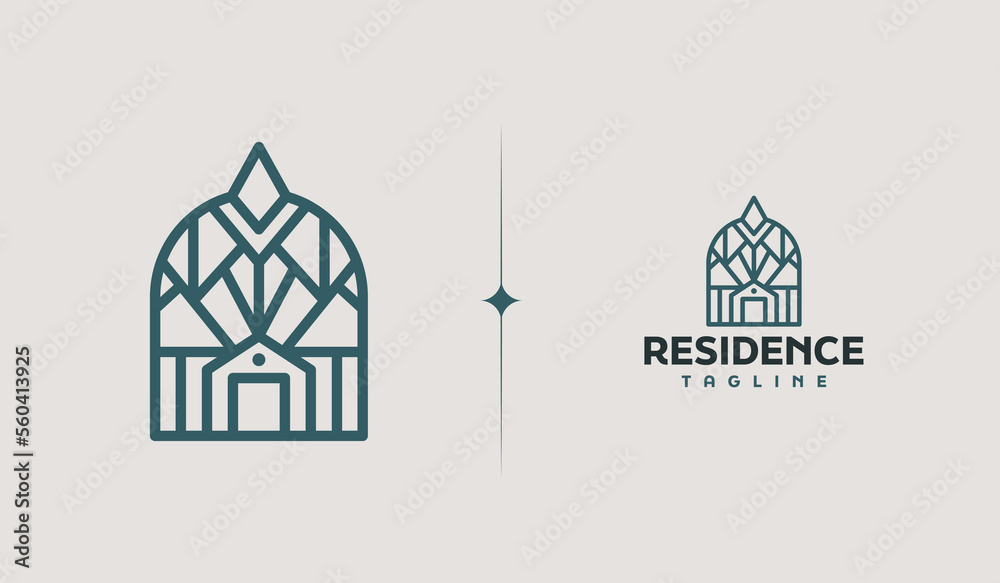 Residence Monoline Logo Template. Universal creative premium symbol. Vector illustration Residence Monoline Logo Template. Universal creative premium symbol. Vector illustration