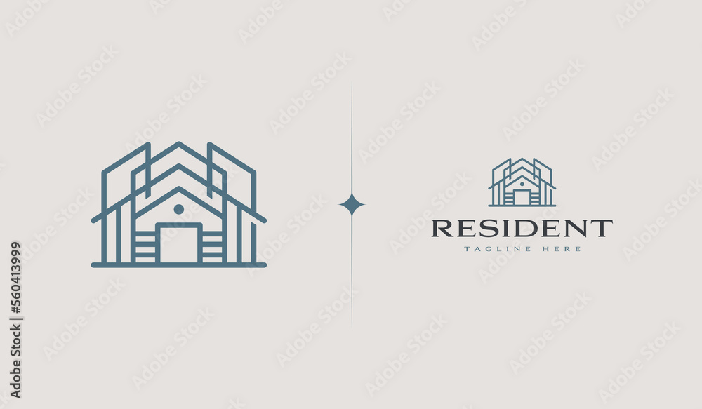 Fototapeta premium Residence Monoline Logo Template. Universal creative premium symbol. Vector illustration