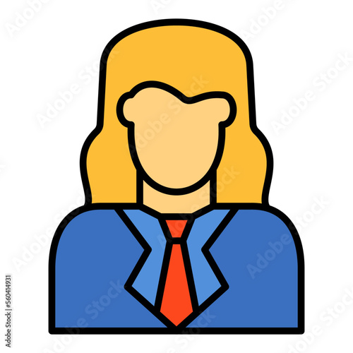 Female Accountant Filled Line Icon