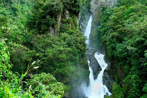 Pailón del Diablo Waterfall, Río Verde Waterfall, Tungurahua Province, Ecuadorian Andes, Ecuador, America photo