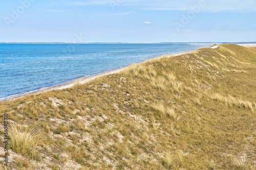 high dune on the darss. Viewpoint in the national park. Beach  Baltic Sea  sky and sea