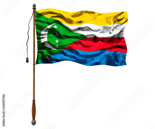 National flag of the Comoros. Background with flag of the Comoros