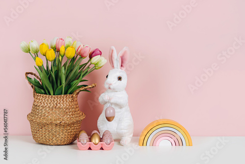 Photography Spring flowers, Easter Bunny and eggs