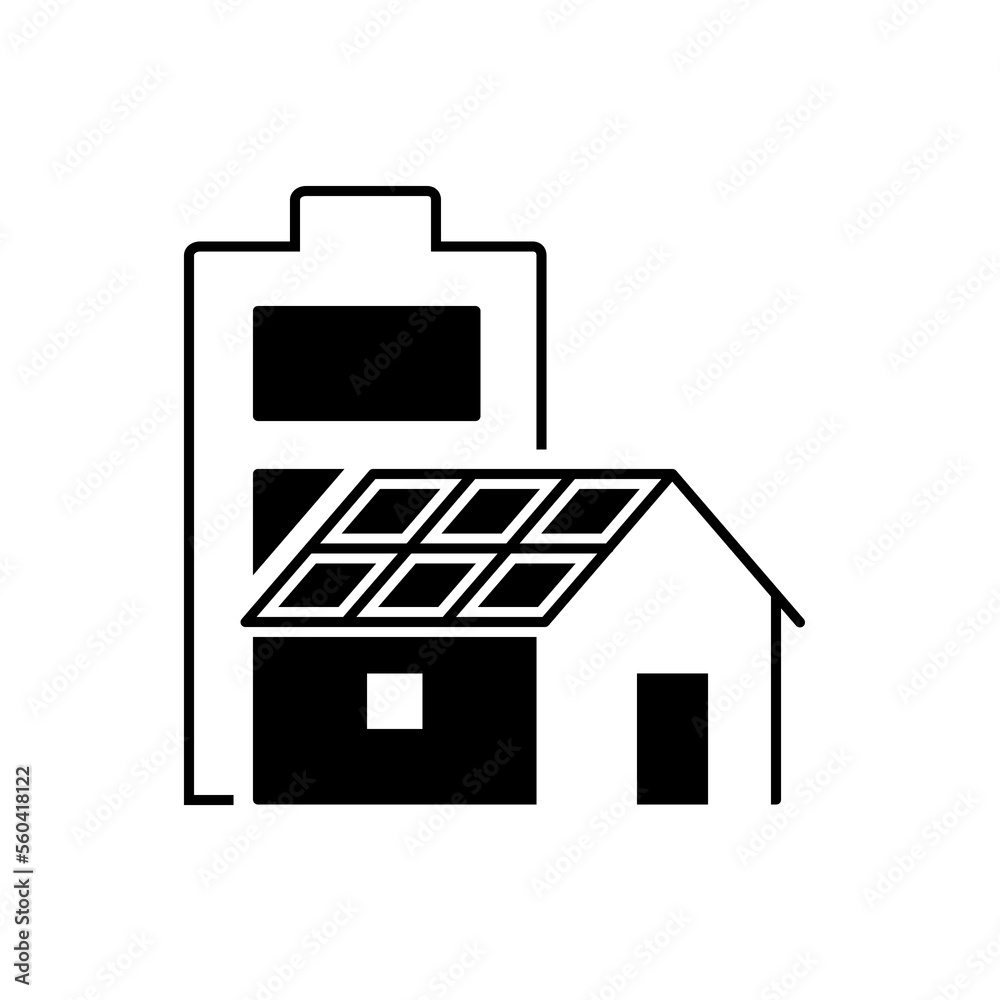 House with battery black icon. Vector illustration House with battery black icon. Vector illustration