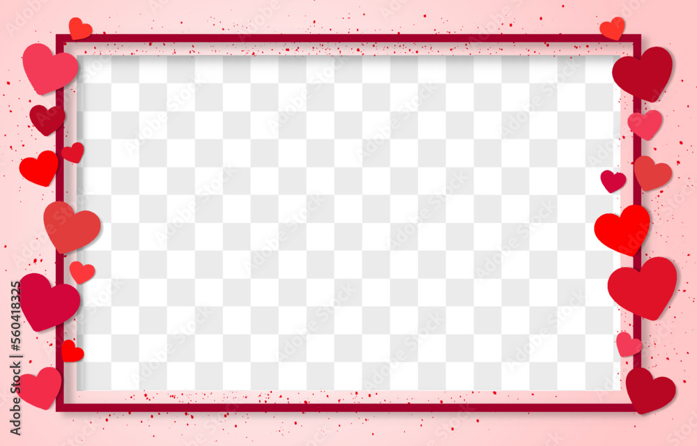 Vector frame with hearts design decorated on png background. Love