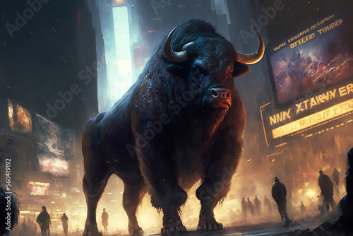 Bison in the new york city. Generative AI 