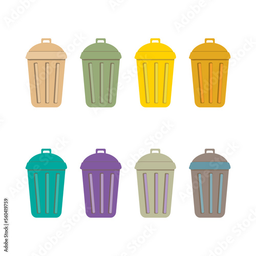 Multicolored trash cans for recycling / Stickers