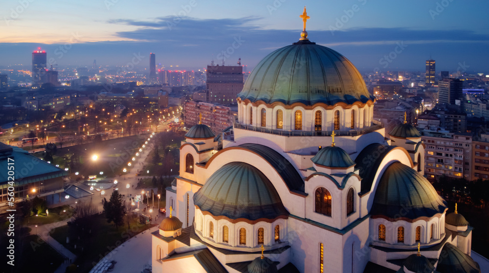 View of Saint Sava, orthodox church in Belgrade, Serbia. - obrazy, fototapety, plakaty 