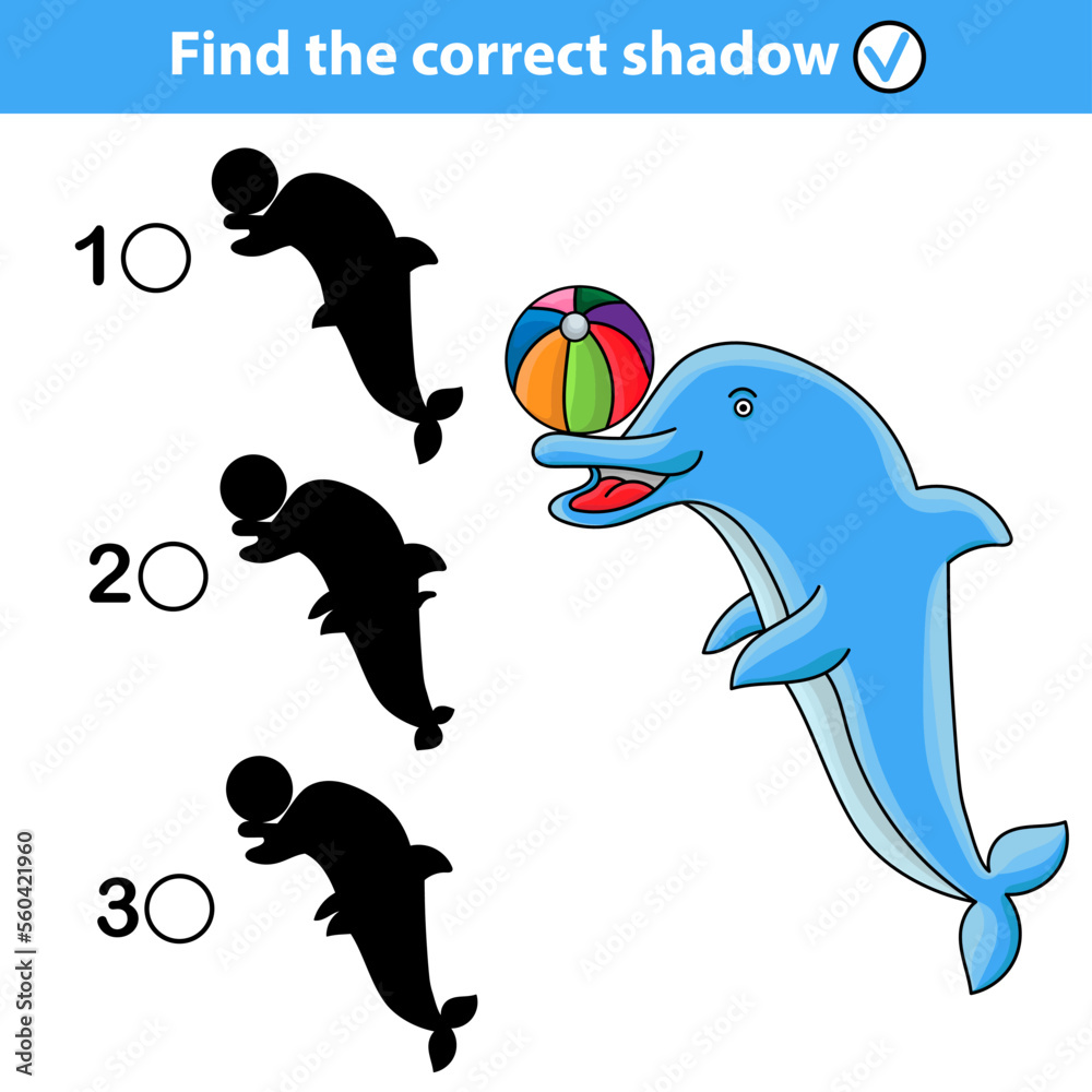 Naklejka premium A children's educational game with dolphins called 