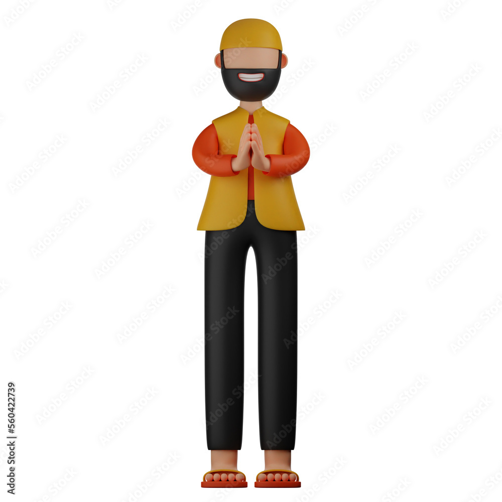 3d illustration muslim man isolated