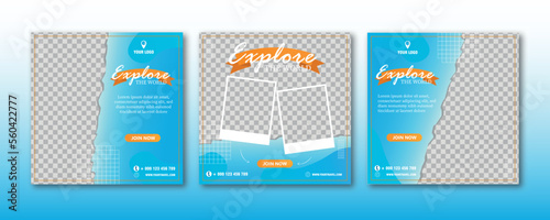Travel social media post , explore the world premium vectors 