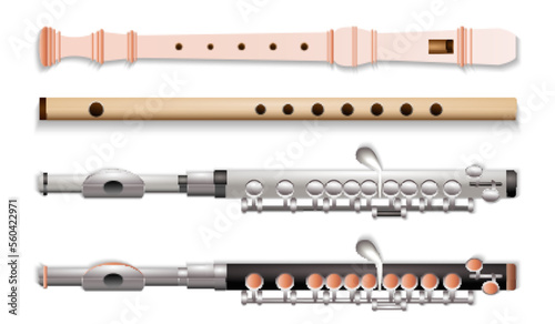 set flute musical instrument in 

different color.
