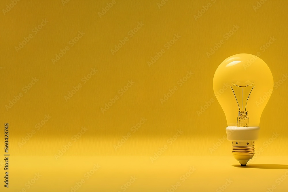 Yellow Light Bulb On Orange Background Generative AI Yellow Light Bulb On Orange Background Generative AI