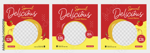 Delicious food menu and restaurant social media post template