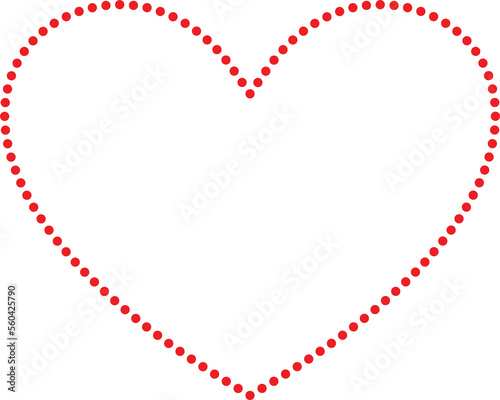 red heart frame made of dots  blank dotted line  border cutout  clip art  PNG isolated with transparent background