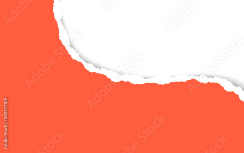 Orange torn paper with soft shadow on transparent background