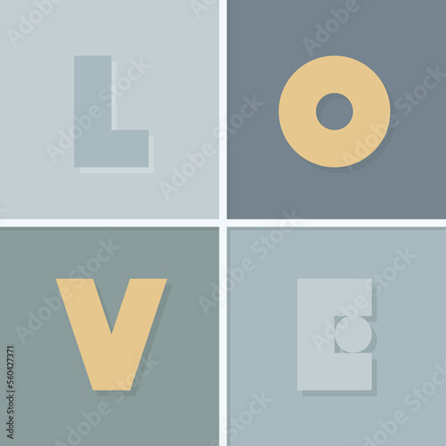 Obraz na płótnie love word delicate modern minimal elegant vector typographic centerpiece illustration for cards posters stationery isolated on multicolor tiled background w salonie