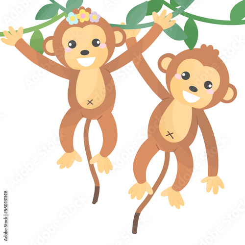 monkey in love with heart  couple animals with heart and valentine s day