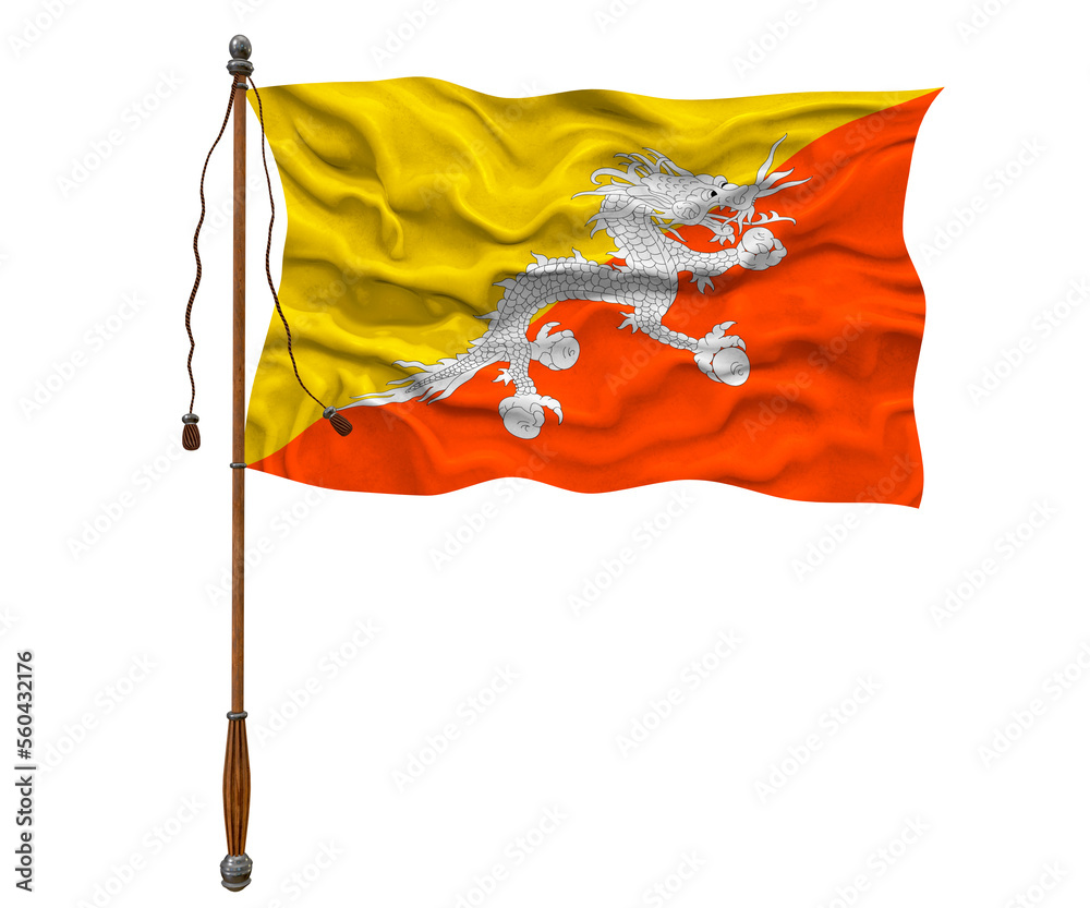 National flag of Bhutan. Background with flag of Bhutan National flag of Bhutan. Background with flag of Bhutan