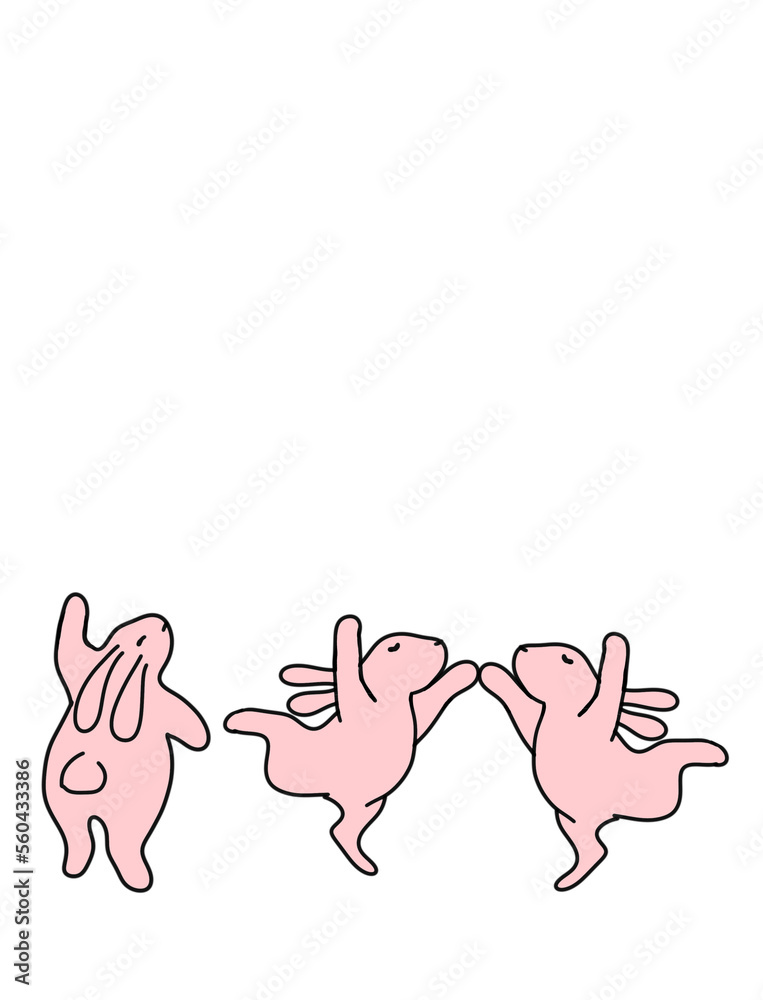 Fototapeta premium Cute pink rabbit in cartoon illustration