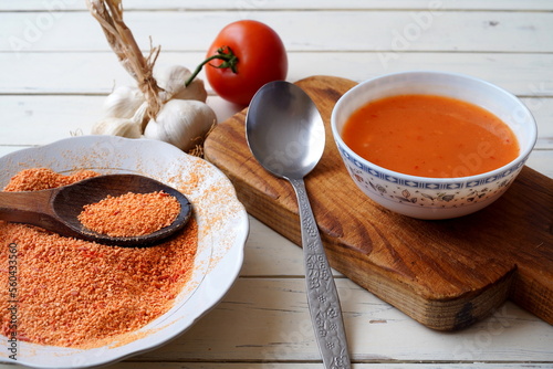 Turkish style traditional tarhana and tarhana soup photo