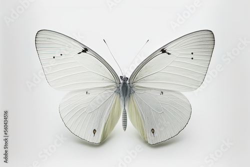 white butterfly isolated on white background. Generative AI