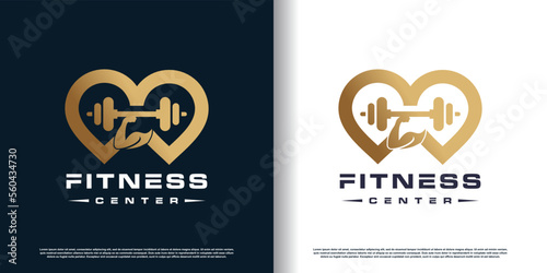 fitness logo design with creative concept premium vector