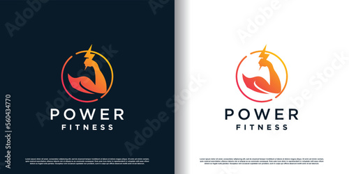fitness logo design with creative concept premium vector