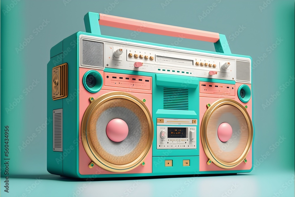 Retro 80s boombox cassette player created with AI Retro 80s boombox cassette player created with AI