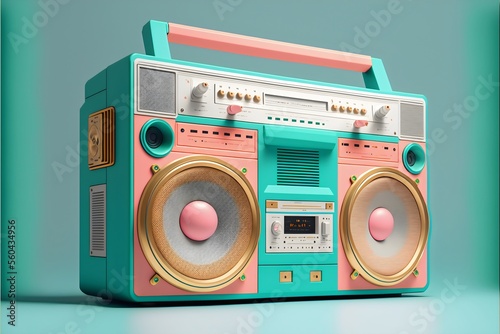 Retro 80s boombox cassette player created with AI