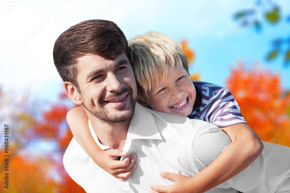 Young happy father having fun with child Young happy father having fun with child