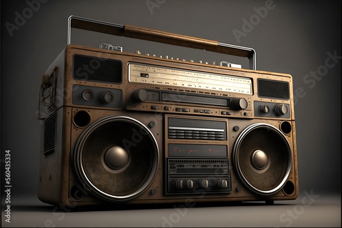 Retro 80s boombox cassette player created with AI