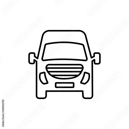 Van front view icon from transport outline collection. Thin line van front view icon isolated on white background.